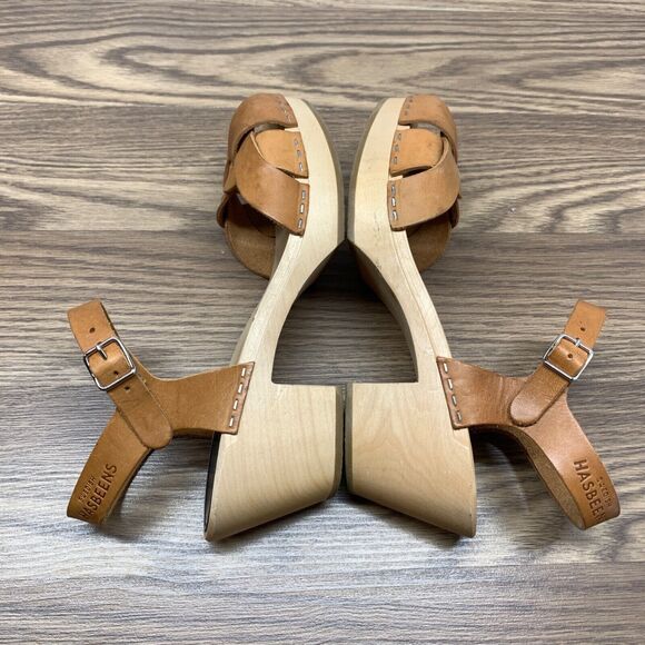 Swedish Hasbeens Womens Brown Leather Clog Sandals European Size 40 US Size 9 - Picture 2 of 14